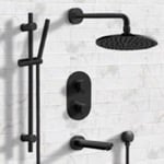 Remer TSR32 Matte Black Thermostatic Tub and Shower Faucet Set with Handheld